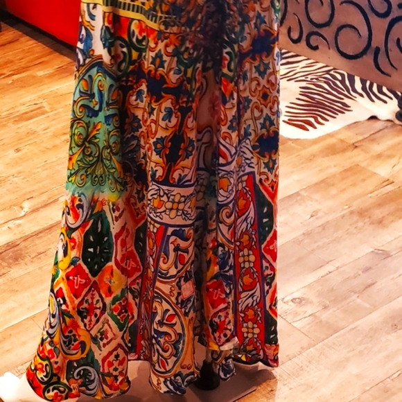 **LAST ONE**MANISH VAID Spanish Tiles Silk Emb. Prt. Hi-Lo Dress OS NWT - Picture 8 of 8